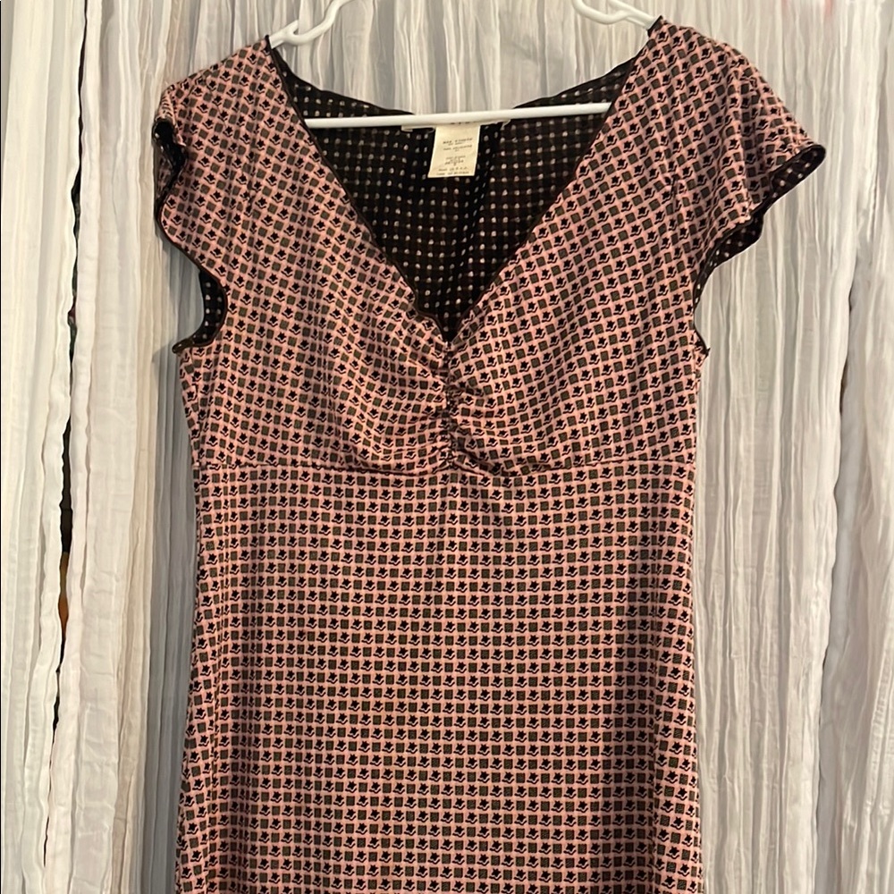 Max Studio Black and Pink Ruched Sheath Dress. Small